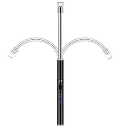 Electric Arc Lighter – 29.5cm Flexible USB Rechargeable – Windproof Safety Ignition with LED Indicator – Black