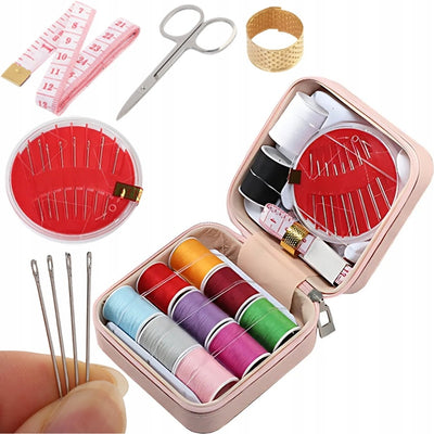 46-Piece PU Leather Sewing Kit – Travel & Home Repair Set – Multi-Colour Threads