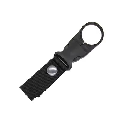 Water Bottle Holder Clip 13.5cm – Heavy-Duty Nylon Strap with Snap Loop – Black Hydration Ring for Hiking & Camping