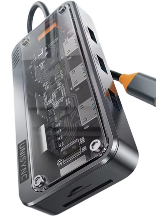 10-in-1 Transparent USB-C Docking Station – PD3.0 100W, HDMI 4K, VGA, Ethernet, USB, SD/TF, Audio