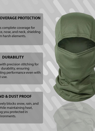 Lightweight Balaclava – Unisex, Universal Fit, Ultra-Soft Polyester Microfiber, for Motorcycling, Skiing, Cycling, and Outdoor Sports  Army Green