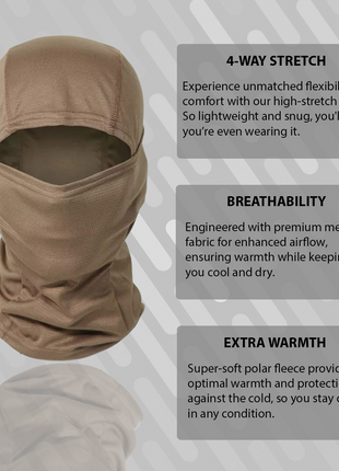Lightweight Balaclava – Unisex, Universal Fit, Ultra-Soft Polyester Microfiber, for Motorcycling, Skiing, Cycling, and Outdoor Sports - Khaki