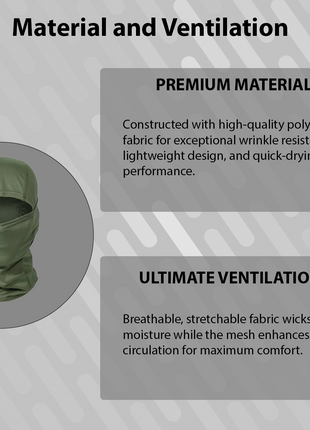 Lightweight Balaclava – Unisex, Universal Fit, Ultra-Soft Polyester Microfiber, for Motorcycling, Skiing, Cycling, and Outdoor Sports  Army Green