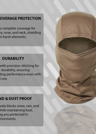 Lightweight Balaclava – Unisex, Universal Fit, Ultra-Soft Polyester Microfiber, for Motorcycling, Skiing, Cycling, and Outdoor Sports - Khaki