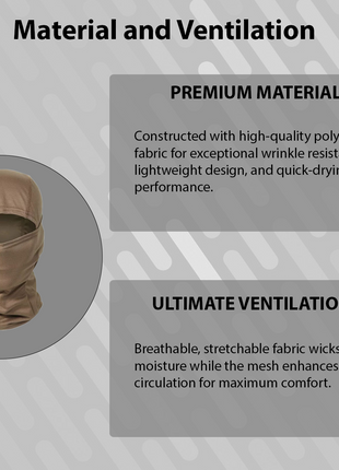 Lightweight Balaclava – Unisex, Universal Fit, Ultra-Soft Polyester Microfiber, for Motorcycling, Skiing, Cycling, and Outdoor Sports - Khaki