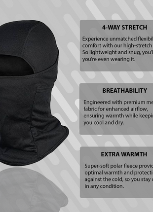 Lightweight Balaclava – Unisex, Universal Fit, Ultra-Soft Polyester Microfiber, for Motorcycling, Skiing, Cycling, and Outdoor Sports - Black