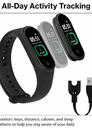 0.96-Inch IPS Smart Watch with Heart Rate, Blood Pressure, Blood Oxygen, IP67 Waterproof, Bluetooth 4.0, Android & iPhone