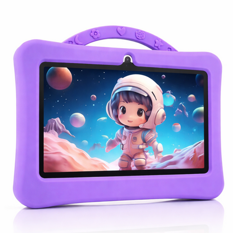 7-Inch Kids Android Tablet 2-in-1 Learning Device with Stylus, Stand Holder, Dual Camera, Wi-Fi, Bluetooth, 128GB Storage, Type-C Charging