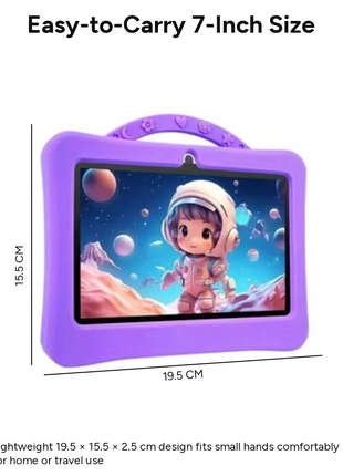 7-Inch Kids Android Tablet 2-in-1 Learning Device with Stylus, Stand Holder, Dual Camera, Wi-Fi, Bluetooth, 128GB Storage, Type-C Charging