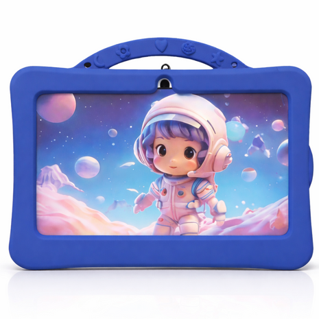 7-Inch Kids Android Tablet 2-in-1 Learning Device with Stylus, Stand Holder, Dual Camera, Wi-Fi, Bluetooth, 128GB Storage, Type-C Charging Navy