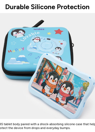 7" Kids Android Tablet 1024×600 IPS HD 6GB RAM 128GB ROM WiFi Bluetooth USB-C with Shockproof Silicone Case, Stylus, Holder & Toy Skateboard