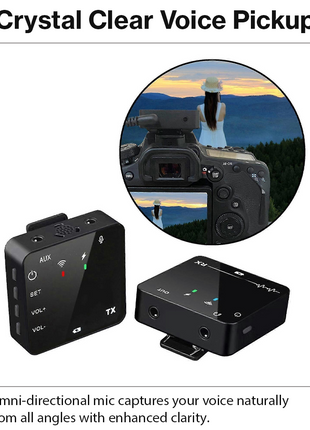 Wireless Clip-On Microphone Kit 2.4 GHz for Streaming