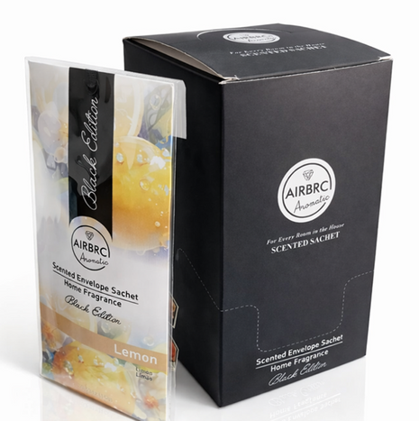 Black Edition Lemon Scented Envelope Sachet 15 g (0.53 oz) Home & Car Fragrance 12 Pack 10 × 18 cm Air Freshener Sachets