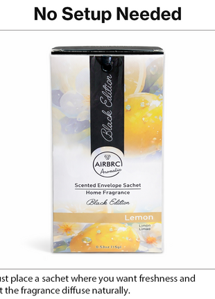 Black Edition Lemon Scented Envelope Sachet 15 g (0.53 oz) Home & Car Fragrance 12 Pack 10 × 18 cm Air Freshener Sachets
