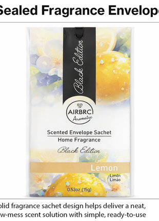 Black Edition Lemon Scented Envelope Sachet 15 g (0.53 oz) Home & Car Fragrance 12 Pack 10 × 18 cm Air Freshener Sachets