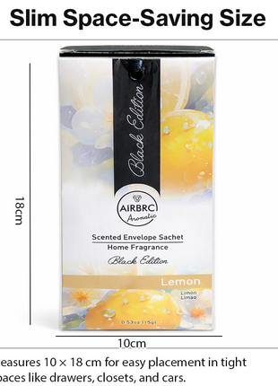 Black Edition Lemon Scented Envelope Sachet 15 g (0.53 oz) Home & Car Fragrance 12 Pack 10 × 18 cm Air Freshener Sachets