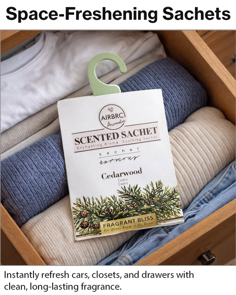 12-Pack Scented Fragrance Sachets for Car, Closet & Drawer – Slim No-Setup Air Fresheners Cedar