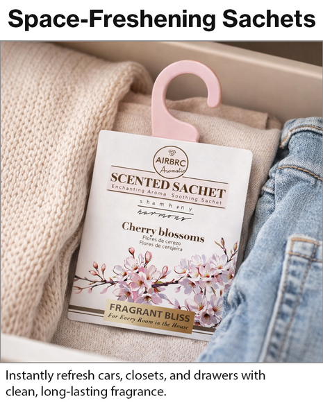 12-Pack Scented Fragrance Sachets for Car, Closet & Drawer – Slim No-Setup Air Fresheners Cherry Blossom