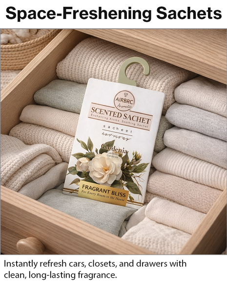 12-Pack Scented Fragrance Sachets for Car, Closet & Drawer – Slim No-Setup Air Fresheners Gardenia