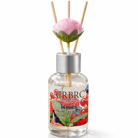 Diffuser Set 35 ml with Decorative Flower, Flame-Free Home Fragrance for Bedroom Bathroom Office - Berries
