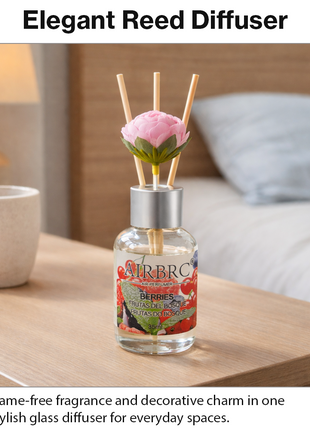 Diffuser Set 35 ml with Decorative Flower, Flame-Free Home Fragrance for Bedroom Bathroom Office - Berries