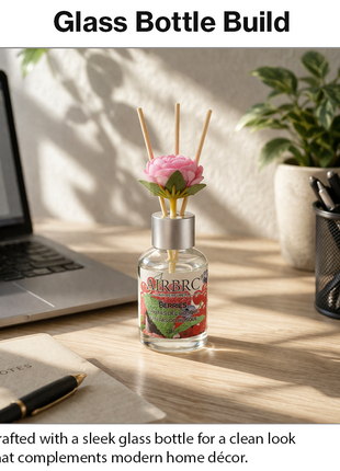 Diffuser Set 35 ml with Decorative Flower, Flame-Free Home Fragrance for Bedroom Bathroom Office - Berries