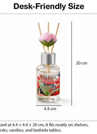 Diffuser Set 35 ml with Decorative Flower, Flame-Free Home Fragrance for Bedroom Bathroom Office - Berries