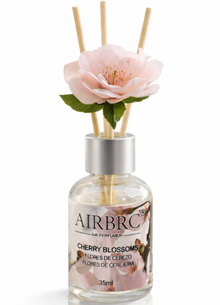 Diffuser Set 35 ml with Decorative Flower, Flame-Free Home Fragrance for Bedroom Bathroom Office- Cherry Blossom