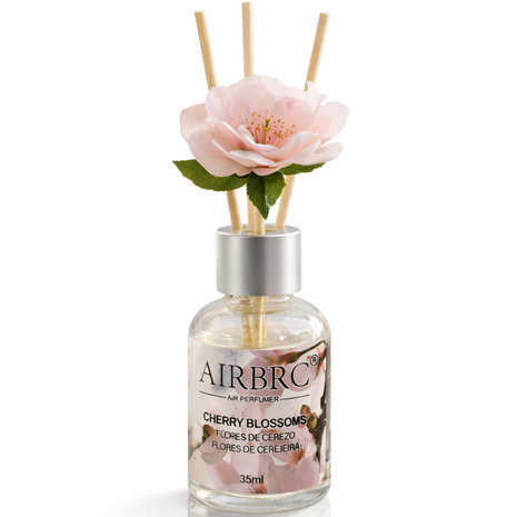 Diffuser Set 35 ml with Decorative Flower, Flame-Free Home Fragrance for Bedroom Bathroom Office- Cherry Blossom