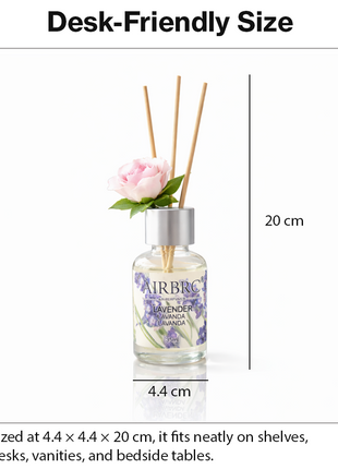 Diffuser Set 35 ml with Decorative Flower, Flame-Free Home Fragrance for Bedroom Bathroom Office - Lavender