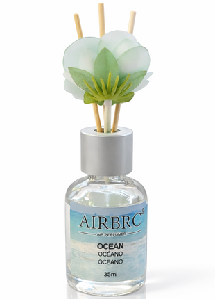Diffuser Set 35 ml with Decorative Flower, Flame-Free Home Fragrance for Bedroom Bathroom Office - Ocean