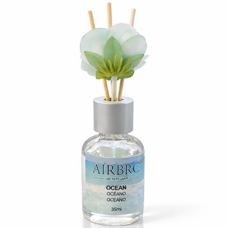 Diffuser Set 35 ml with Decorative Flower, Flame-Free Home Fragrance for Bedroom Bathroom Office - Ocean
