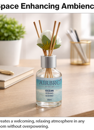 Diffuser Set 35 ml with Decorative Flower, Flame-Free Home Fragrance for Bedroom Bathroom Office - Ocean