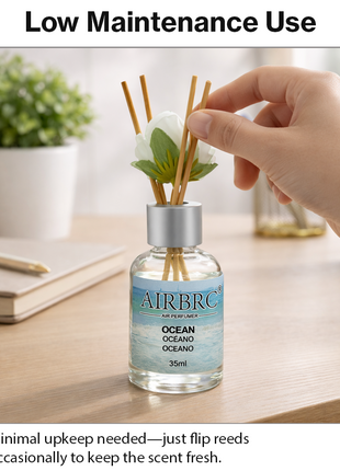 Diffuser Set 35 ml with Decorative Flower, Flame-Free Home Fragrance for Bedroom Bathroom Office - Ocean