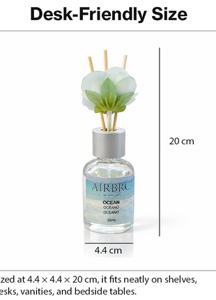 Diffuser Set 35 ml with Decorative Flower, Flame-Free Home Fragrance for Bedroom Bathroom Office - Ocean