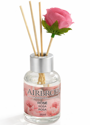 Diffuser Set 35 ml with Decorative Flower, Flame-Free Home Fragrance for Bedroom Bathroom Office- Rose