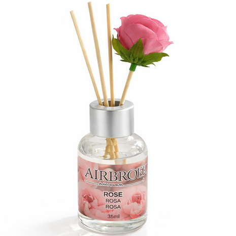 Diffuser Set 35 ml with Decorative Flower, Flame-Free Home Fragrance for Bedroom Bathroom Office- Rose