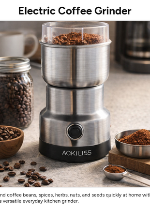 Electric Coffee Grinder 400ml Stainless Steel Blade Grinder 300W Bean & Spice Grinder 220–240V Compact Kitchen Mill