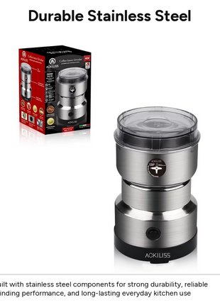 Electric Coffee Grinder 400ml Stainless Steel Blade Grinder 300W Bean & Spice Grinder 220–240V Compact Kitchen Mill