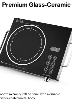 Single Burner Infrared Ceramic Cooker 3500W 220V Black Glass-Ceramic Panel Silver Metal Body