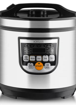 Multifunctional Rice Cooker 5L 900W Non-Stick Inner Pot with LED Display & 24-Hour Timer – Stainless Steel