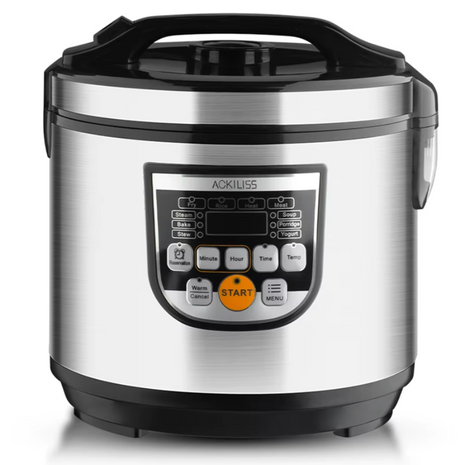 Multifunctional Rice Cooker 5L 900W Non-Stick Inner Pot with LED Display & 24-Hour Timer – Stainless Steel