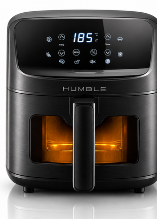 Humble 5.2L Air Fryer with Visible Window – Large Capacity, Black – Oil-Free Cooking with Adjustable Time & Temp, Easy to Clean, Family-Sized Electric Airfryer