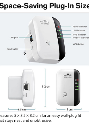 Wireless Wi-Fi Range Extender 2.4GHz 300Mbps Repeater with Ethernet Port EU Plug 802.11b/g/n Signal Booster