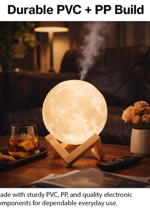 3D Moon Humidifier Lamp 880 mL USB Quiet Cool Mist Diffuser with LED Night Light, 2 Mist Levels, DC 5V 2W