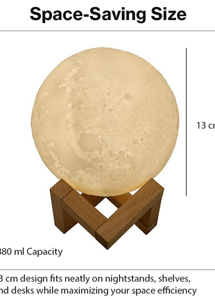 3D Moon Humidifier Lamp 880 mL USB Quiet Cool Mist Diffuser with LED Night Light, 2 Mist Levels, DC 5V 2W