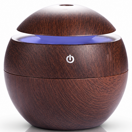 Mini USB Ultrasonic Humidifier & Essential Oil Diffuser with LED Wood Grain Design