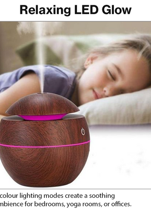 Mini USB Ultrasonic Humidifier & Essential Oil Diffuser with LED Wood Grain Design