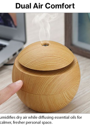 Mini USB Ultrasonic Humidifier & Essential Oil Diffuser with LED Wood Grain Design