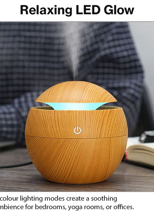 Mini USB Ultrasonic Humidifier & Essential Oil Diffuser with LED Wood Grain Design